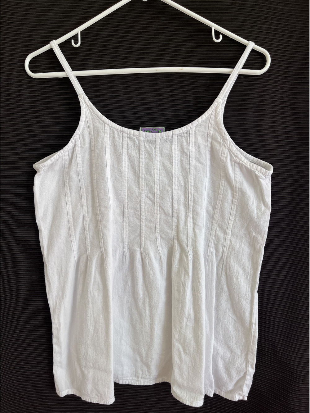 Eucalyptus White Handmade Cotton Sleeveless Top Size Small